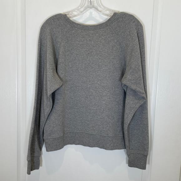 Madewell Raglan Fleece Pullover Top in Medium Gray Cotton Modal L - Picture 5 of 5